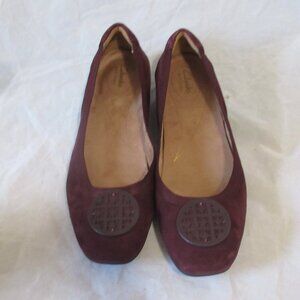 Share Clarks Artisan Flats Womens Size 10 M Leather Suede Ballet Candra Burgundy